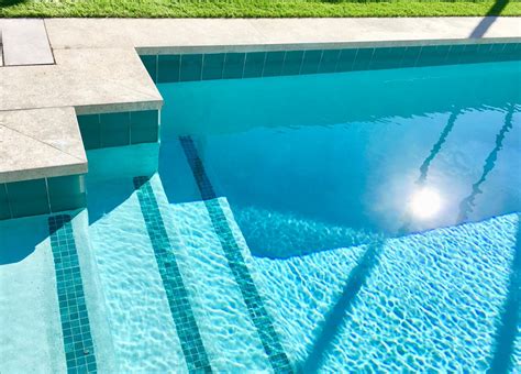 Porcelain Pool Coping With Iridescent Waterline Tiles Modern Pool
