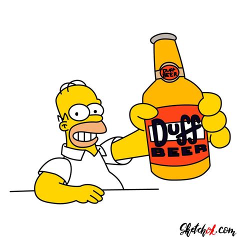 How To Draw Homer With A Duff Beer Bottle Step By Step Drawing