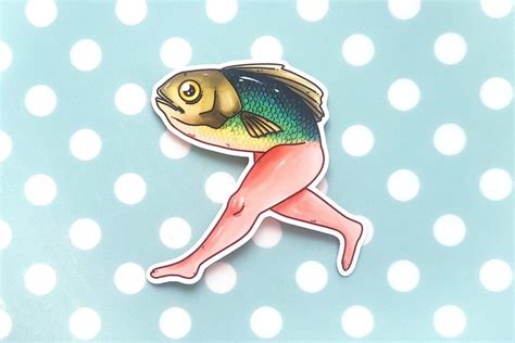 Fish With Legs Sticker Vinyl Sticker Stationery Etsy