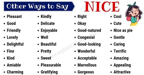 Nice Synonyms List Of 50 Useful Synonyms For Nice In English