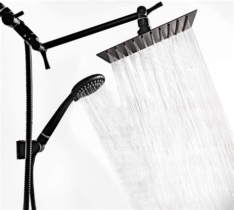 Buy 8 Inch Modern Black Rainfall Shower Head With Handheld Attachment High Pressure