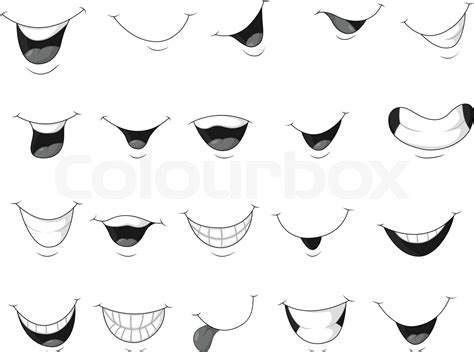 Set Smiling Mouth Cartoon Stock Vector Colourbox