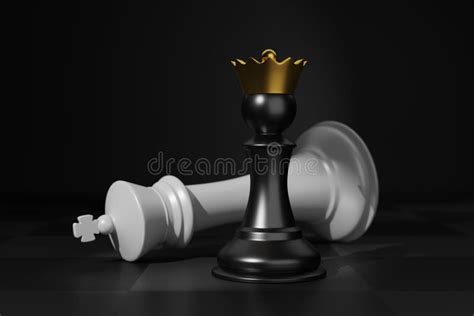 pawn wins queen in chess isolated on white background stock illustration illustration of