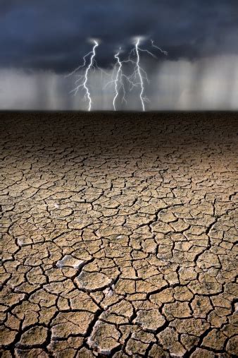 Lightning Bolts Striking Parched Earth In Storm Stock Photo Download