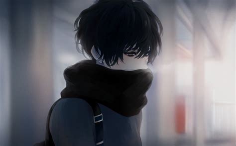 Depressed Anime Boy With Black Hair