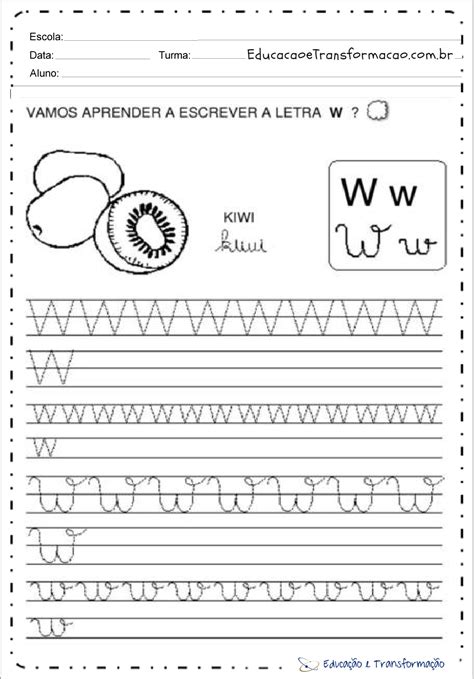 Cubra Os Pontilhados Da Letra W Atividades Com A Letra W Atividades