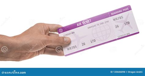 Man Is Holding Ticket For The Airplane Isolated On White Background