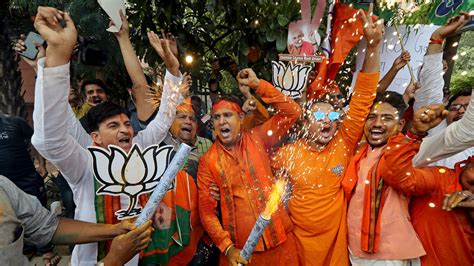 in pics bjp supporters celebrate after saffron surge