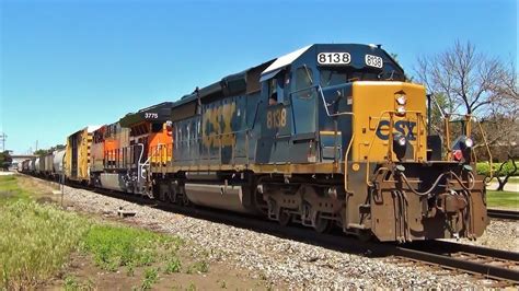 Csx Sd40 2 Leads New Tier 4 Unit On Bnsf Mixed Freight Ottumwa Ia 5