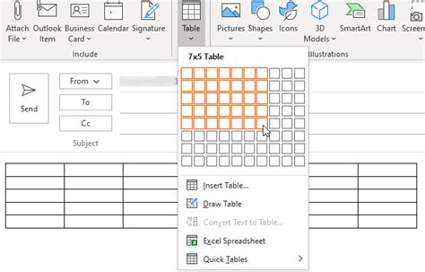 How To Insert Table In Outlook Createeditdelete