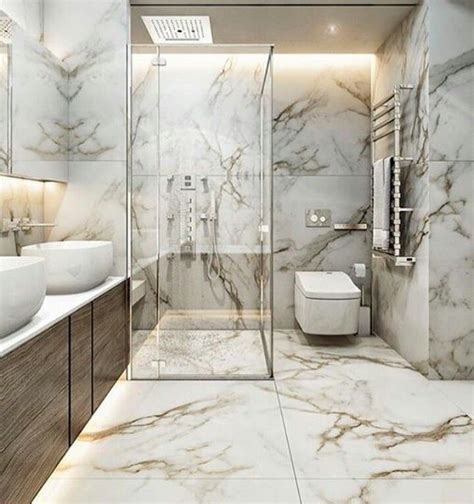 White Marble With Brown Veining Bathroom Decor Bathroom Interior