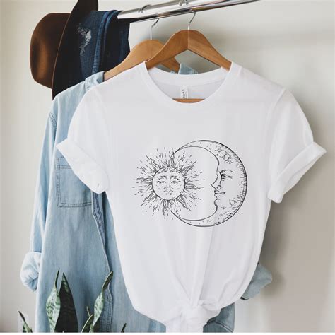 Boho Sun And Moon Shirt Celestial Sun And Moon T Shirt Black Etsy