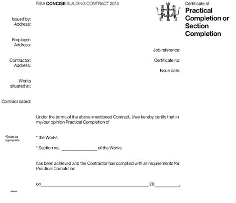 Certificate of successful completion template. Practical Completion Certificate Template Jct (1 (Dengan ...