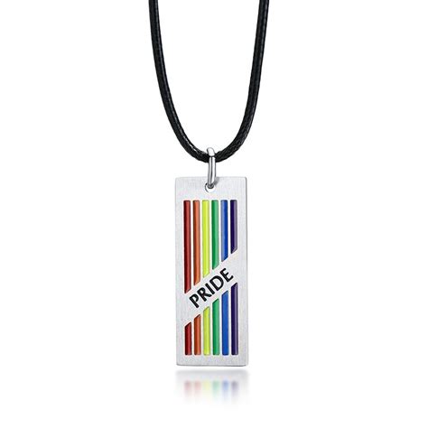 pride rainbow women men necklaces stainless steel pendant lgbt lesbian gay female jewelry