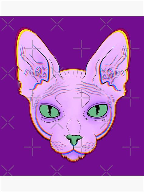Psychedelic Purple Sphynx Cat Poster For Sale By Artbytess Redbubble