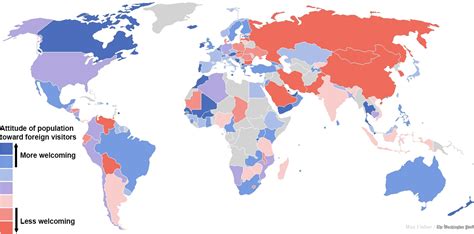 A Surprising Map Of The Countries That Are Most And Least Welcoming To