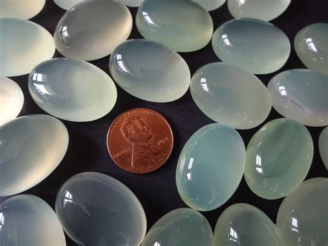 25x18mm Natural Prehnite Cabochon Dyed Translucent Oval Cabochon