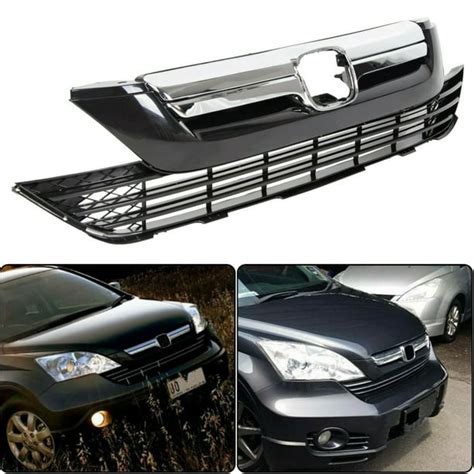 Front Replacement Bumper Grills Grille Upper And Lower For Honda Crv 2007