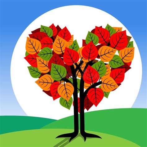 Autumn Tree With Heart Shaped Stock Vector Illustration Of Floral