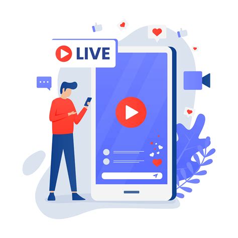 Social Media Live Streaming Concept With Character 1257166 Vector Art