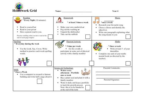 Homework Grid