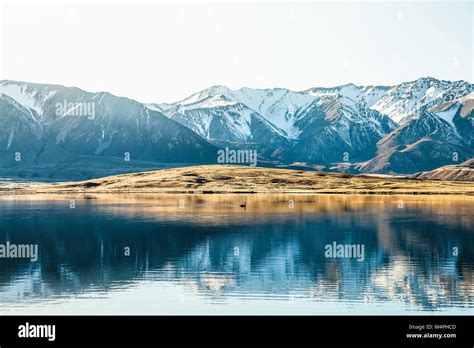 Mountain Alpine Lake Reflection Landscape Snow Capped Peaks Alpine