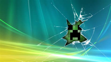 Minecarft Creeper For Windows Minecraft Wallpaper Broken Screen