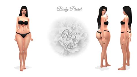 Mostly changes leg shape, wider set breasts, suits medium to small sized sims. Thick Bottom Preset V3 (500 Followers gift) ... - Setsuki