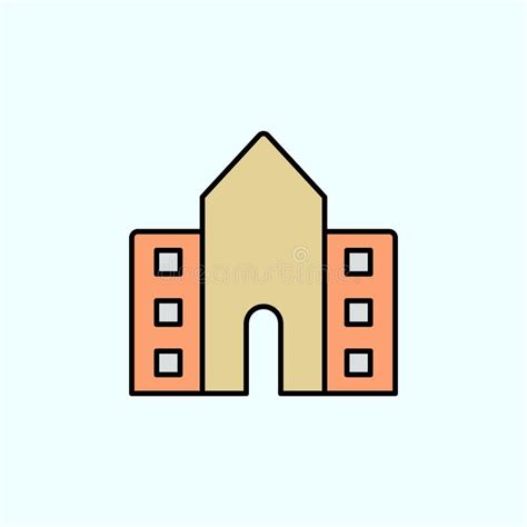 Building College Neon Icon Vector Blue Neon Illustration Building