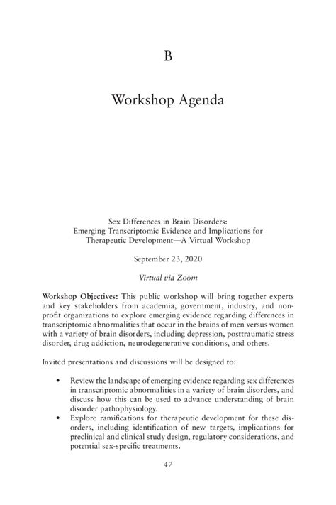 Appendix B Workshop Agenda Sex Differences In Brain Disorders