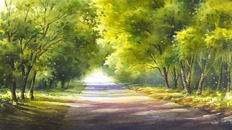 A Feeling Of Spring Watercolor Landscape Painting Youtube