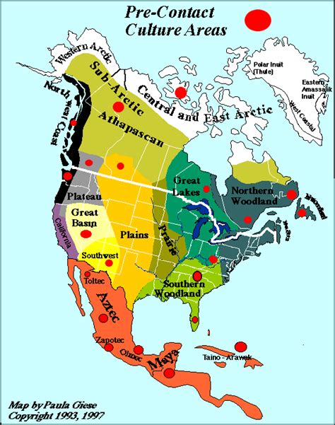 NORTH AMERICAN PRE CONTACT NATIVE Culture Areas GIS Map Native