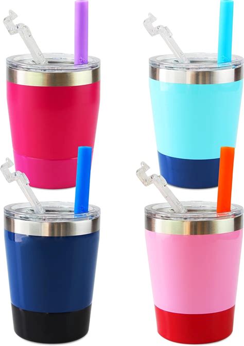 Housavvy 4 Pack 8 Oz Insulated Stainless Steel Kids Cups