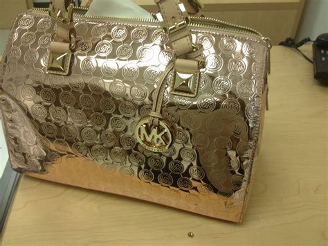 Michael Michael Kors Grayson Monogram Mirror Metallic Large Satchel In