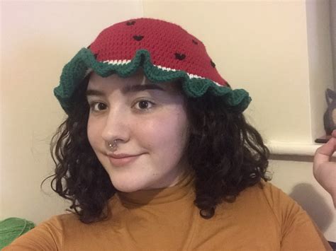 Watermelon Crochet Bucket Hat Etsy
