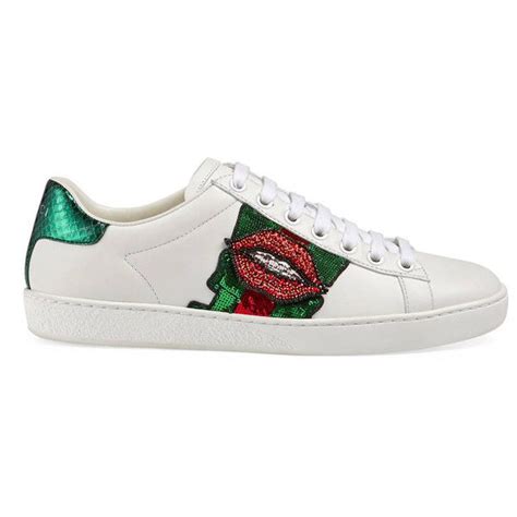 Gucci Ace Embroidered Low Top Sneaker Womens Sneakers White Leather