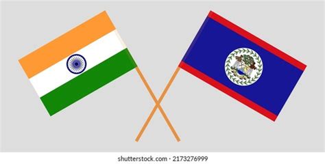 Crossed Flags India Belize Official Colors Stock Vector Royalty Free