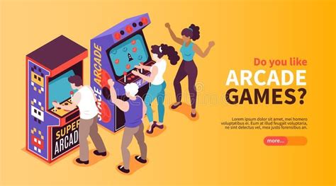 Retro Game Machines Banner Stock Vector Illustration Of Coin