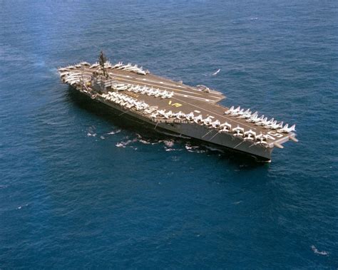 An Aerial Starboard Bow View Of The Aircraft Carrier Uss Constellation