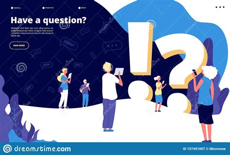 Faq Landing Page People Ask Questions And Get Answers Stock Vector