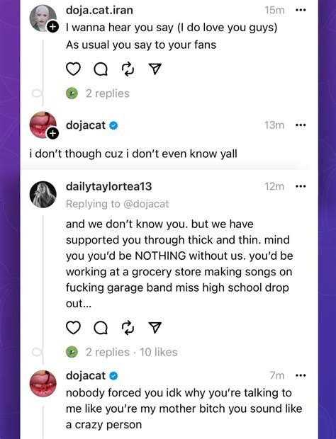 Doja Cat asked if she loves her fans: “i don’t though cuz i don't even
