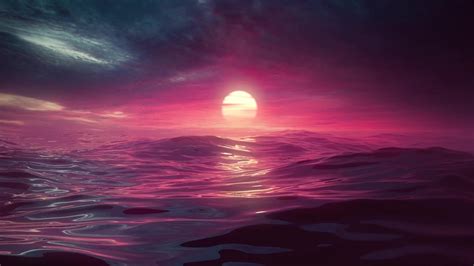 Oceanic Sunset Visualizer 1920 X 1080 Desktop Wallpaper 1920x1080