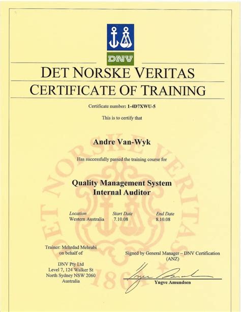 Iso 9001 Quality Management Systems Internal Auditor Dnv