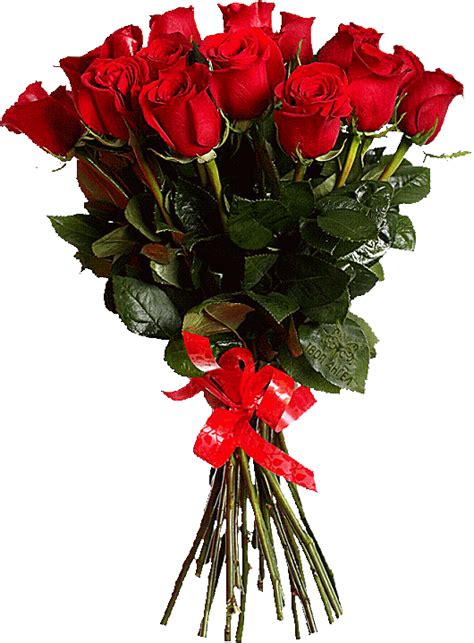 A Bouquet Of Red Roses With A Bow Tied Around The Stems On A Black