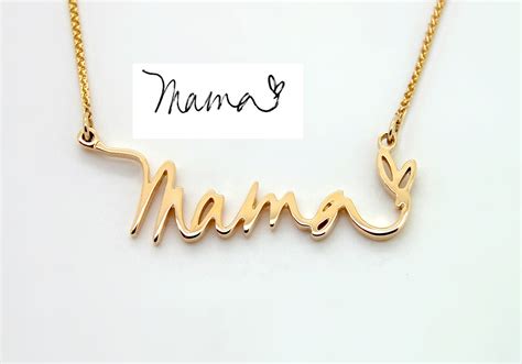 14k Gold Mama Necklace Handwriting Necklace In Memory Of Etsy