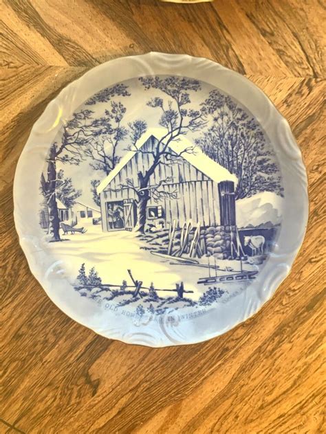 Vintage Currier And Ives Decorative Plate The Old Homestead In Winter