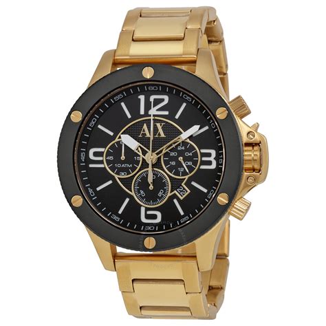 Armani men's watches are characterised by fashion forward yet enduring designs matched with modern shapes and materials, which one can expect from giorgio armani's leading runway brand. Armani Exchange Chronograph Black Dial Gold-tone Men's ...