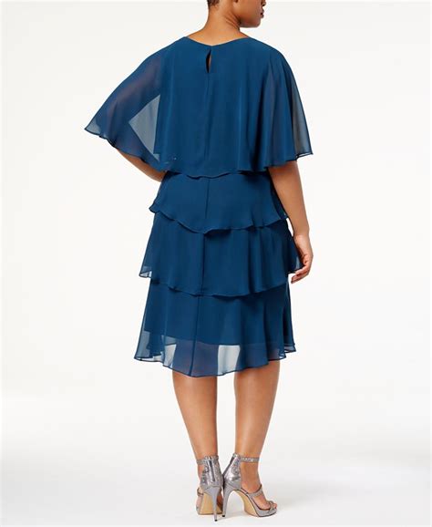 Sl Fashions Plus Size Embellished Tiered Chiffon Dress And Reviews Dresses Women Macys