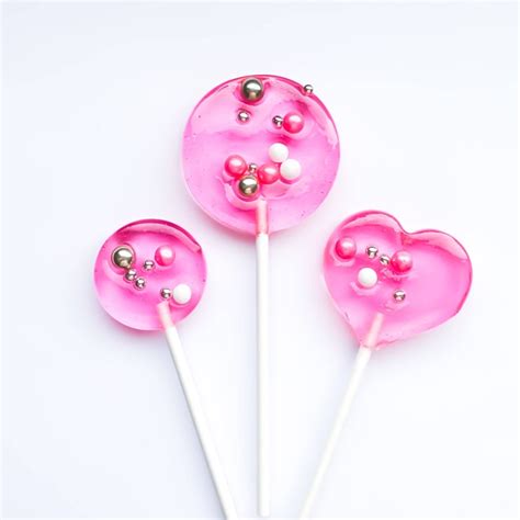 12 Translucent Pink Lollipop Suckers Hearts And Rounds Etsy