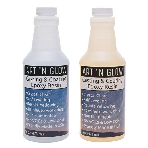 Art N Glow Clear Casting And Coating Epoxy Resin 32 Ounce Kit